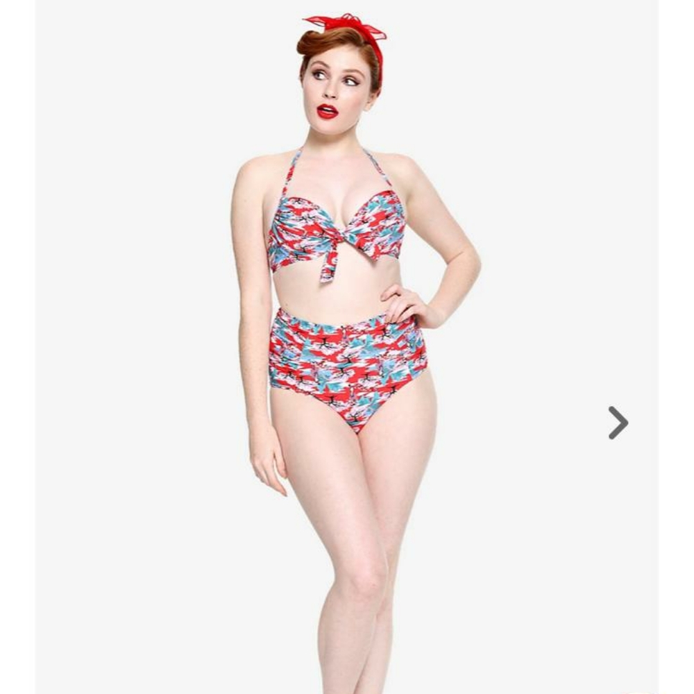 DISNEY Mulan Retro High Waisted Swim Bottoms Sz XS